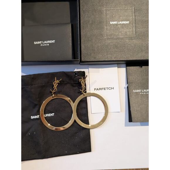 100% Authentic Yves Saint Laurent Cassandre Hoop Earrings - $895MSRP - Picture 7 of 9